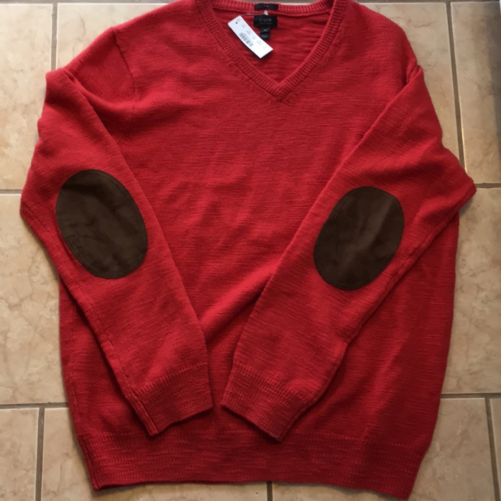 J. Crew Rustic Leather Patch Wool Sweater NWT